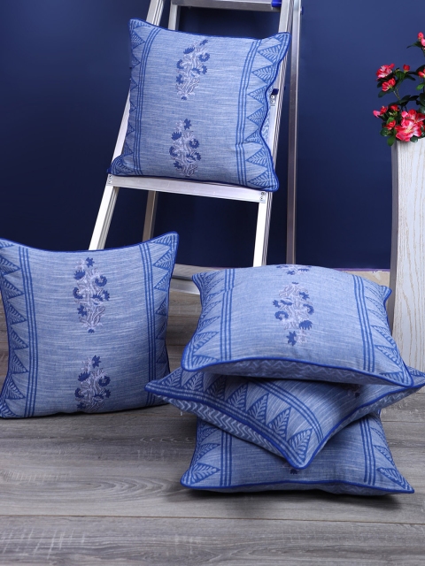 

Rajasthan Decor Blue Set of 5 Ethnic Motifs Square Cushion Covers