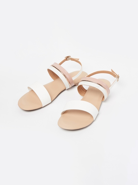 

CODE by Lifestyle Women White Colourblocked Open Toe Flats