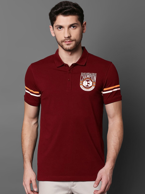 

SPYKAR Men Red Printed Polo Collar T-shirt