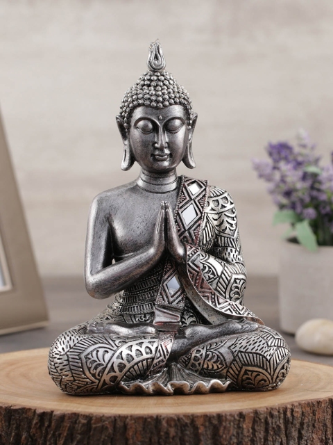 

Pure Home and Living Silver-Toned & Black Lord Buddha Showpiece