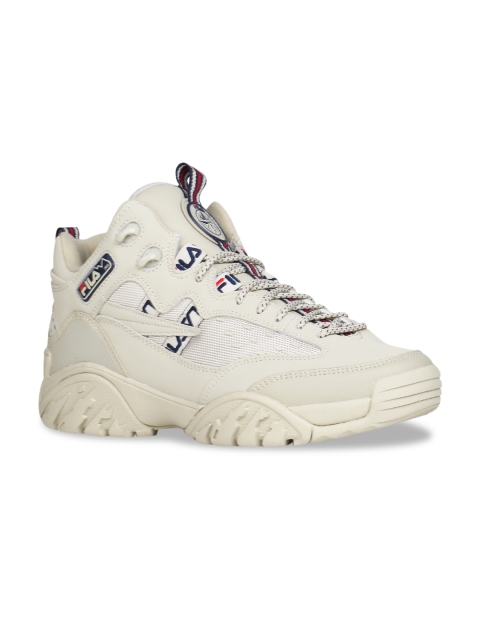 

FILA Men Off-White Printed Synthetic Leather Mid-Top Heritage Fixture Cement Sneakers