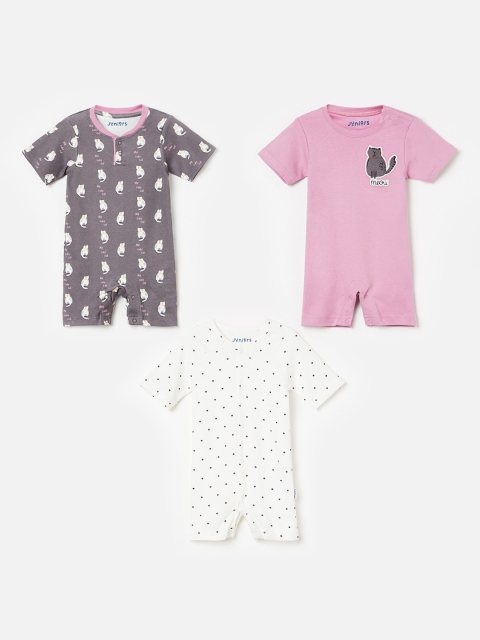

Juniors by Lifestyle Set of 3 Infant Girls Rompers, Multi