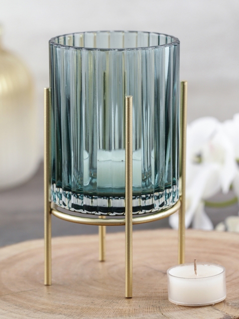 

Pure Home and Living Blue Textured Hurricane Candle Holder