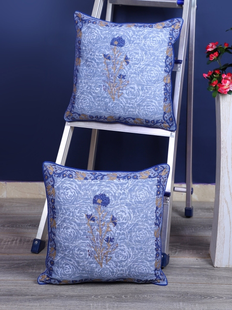 

Rajasthan Decor Blue & Brown Set of 2 Ethnic Motifs Square Cushion Covers