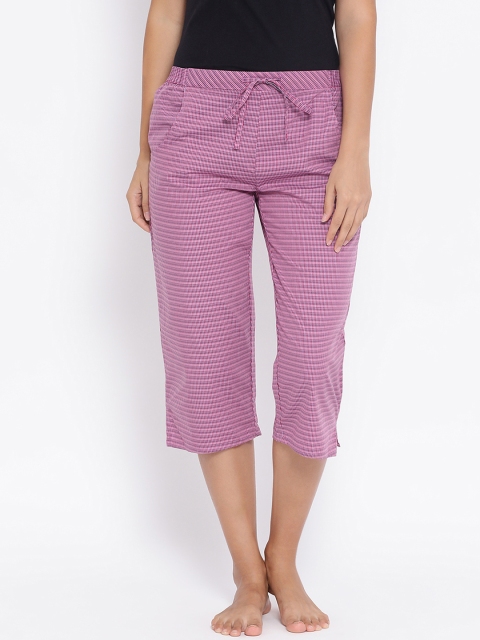 

Macrowoman W-Series Women Purple & Grey Checked Lounge Pants