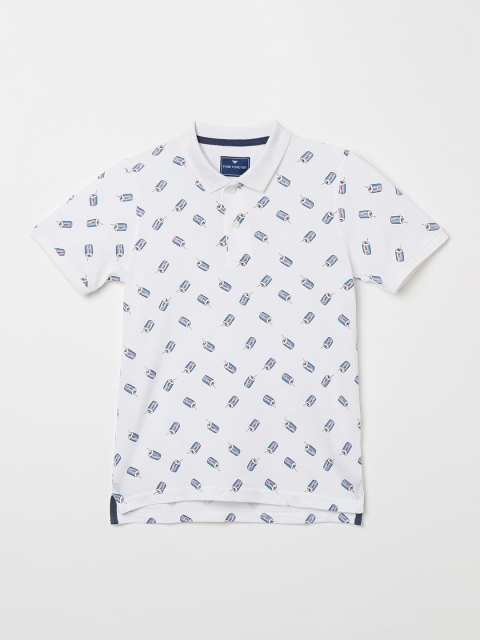 

Fame Forever by Lifestyle Boys White Printed Polo Collar T-shirt