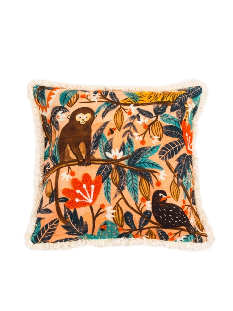 

Chumbak Beige Single Quirky Square Cushion Cover