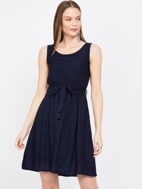

Bossini Women Navy Blue Self Design Fit and Flare Dress