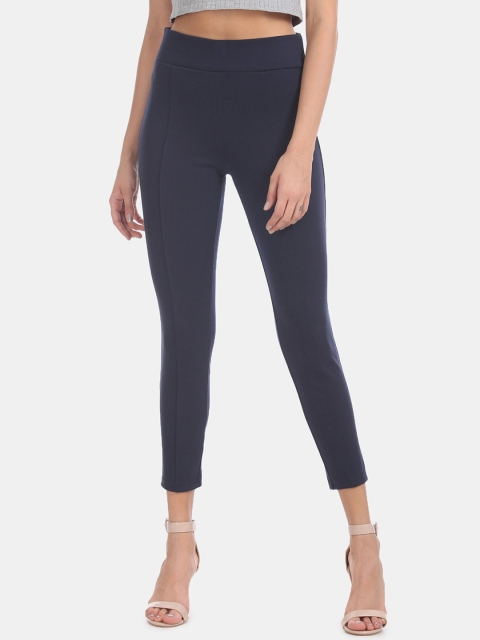 

GAP Women Navy Blue Solid High Rise Seamed Crop Treggings