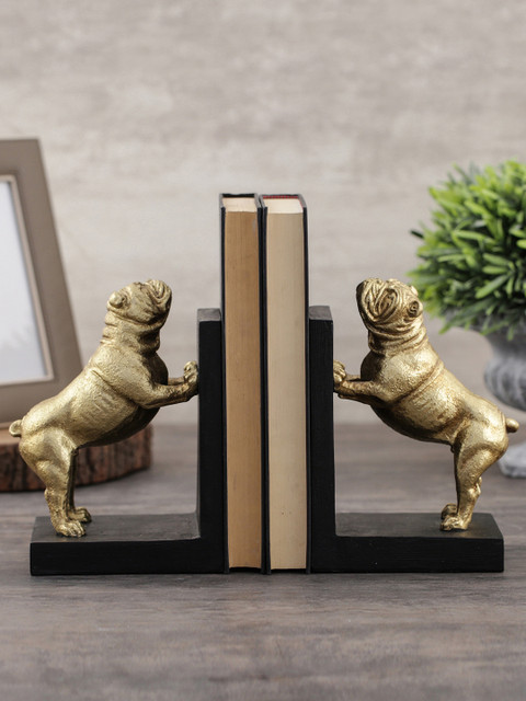 

Pure Home and Living Golden Bookend Dog Showpiece, Gold