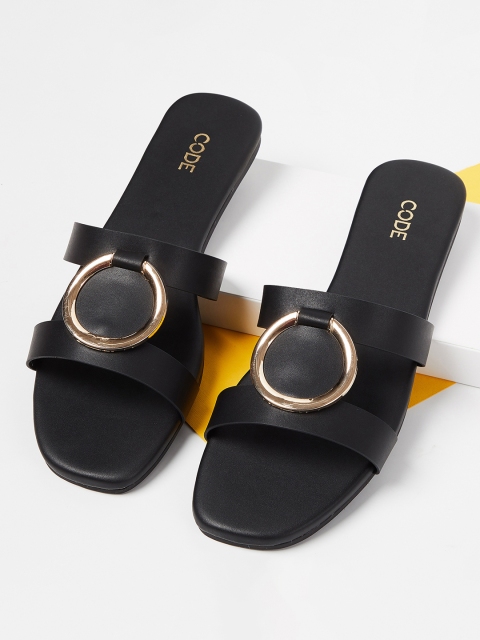 

CODE by Lifestyle Women Black Solid Open Toe Flats