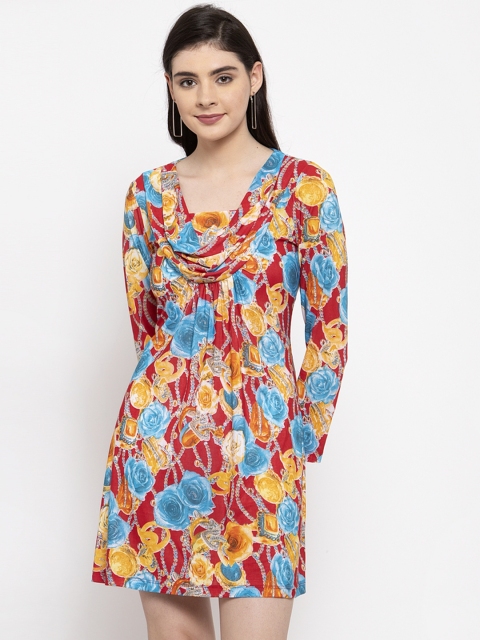 

armure Women Blue & Red Printed A-Line Dress