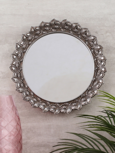 

Pure Home and Living Silver-Toned & Gold-Toned Decorative Wall Mirror