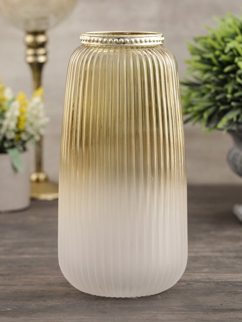 

Pure Home and Living Gold-Toned & Off-White Colourblocked Medium Vase