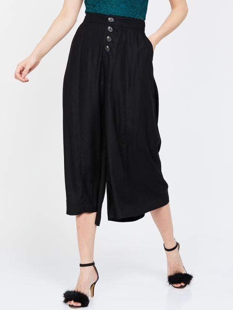 

Ginger by Lifestyle Women Black Regular Fit Solid Culottes
