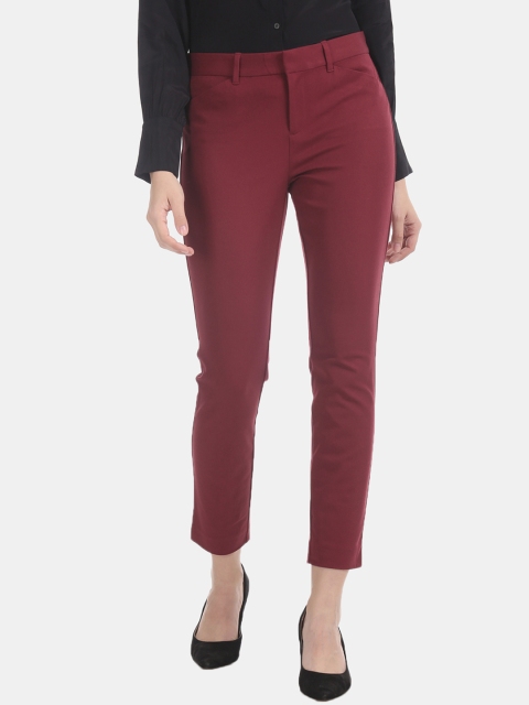 

GAP Women Red Skinny Fit Solid Regular Trousers