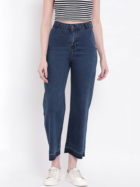 

Code 61 Women Navy Blue Flared High-Rise Clean Look Stretchable Jeans