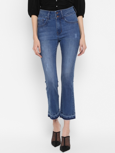 

FOSH Women Blue Bootcut Mid-Rise Low Distress Jeans