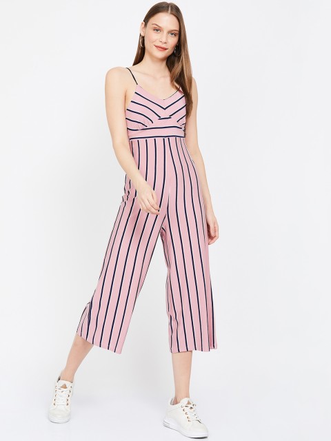 

Ginger by Lifestyle Women Pink & Black Striped Basic Jumpsuit