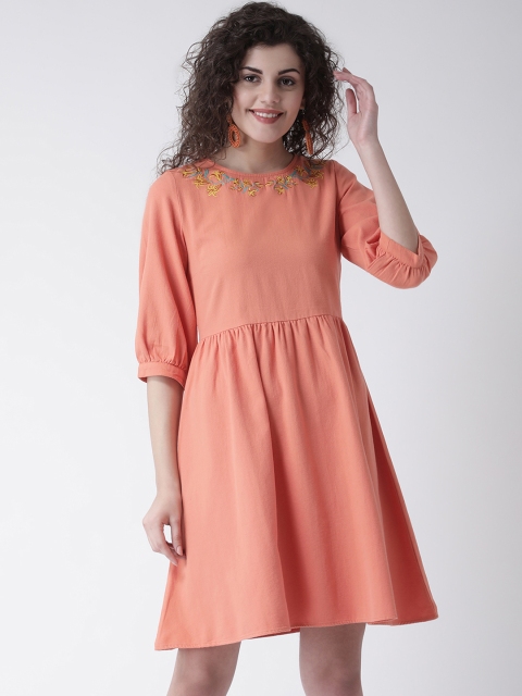 

Leo Sansini Women Orange Solid Fit and Flare Dress