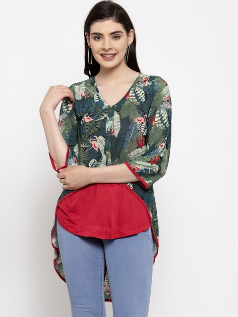 

armure Women Green Printed A-Line Top