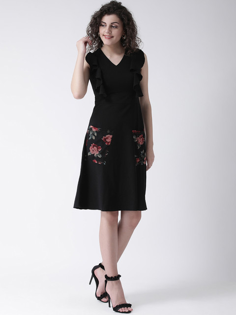 

Leo Sansini Women Black Printed A-Line Dress