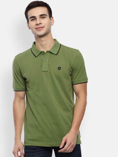 

Van Heusen Sport Men Green Solid Polo Collar T-shirt