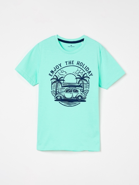 

Fame Forever by Lifestyle Boys Sea Green Printed Round Neck T-shirt