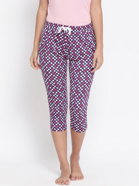 

Macrowoman W-Series Women Purple & White Printed Three-Fourth Lounge Pants