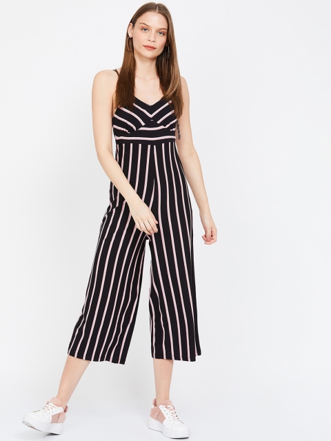 

Ginger by Lifestyle Women Black & Pink Striped Basic Jumpsuit