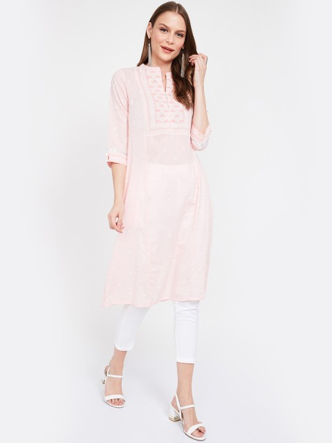 

Melange by Lifestyle Women Pink & Off-White Printed Straight Kurta