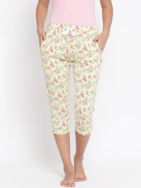 

Macrowoman W-Series Women Yellow & Pink Printed Lounge Capris