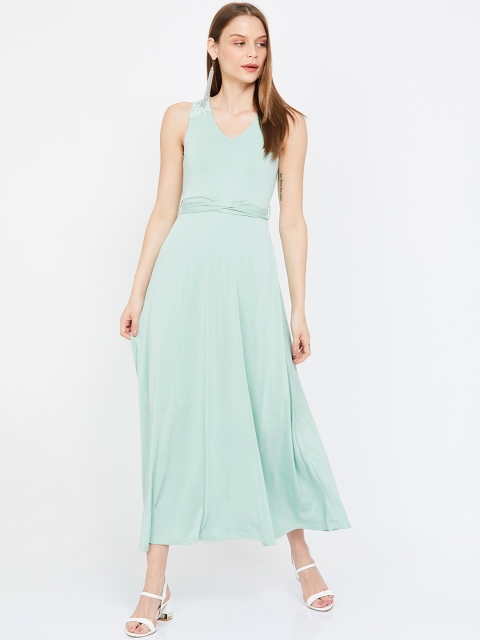 

CODE by Lifestyle Women Green Solid Lace Detailed Maxi Dress