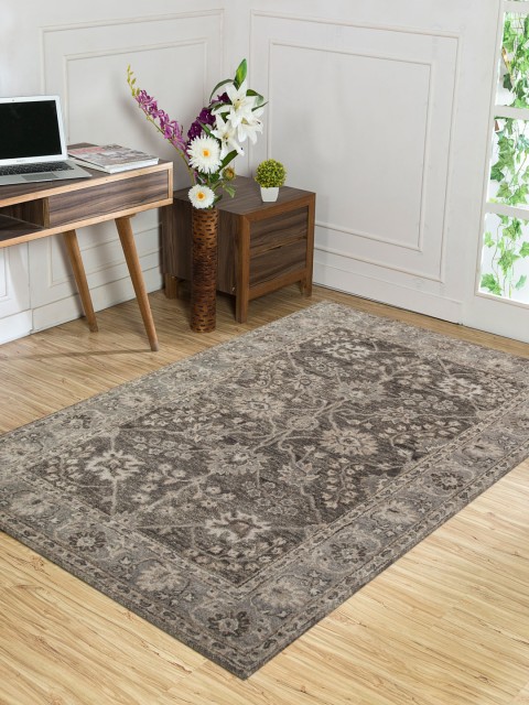 

Jaipur Rugs Grey & Beige Ethnic Motifs Classic Woolen Hand-Tufted Carpet