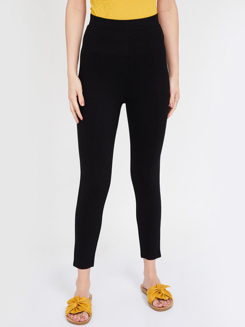 

CODE by Lifestyle Women Black Regular Fit Solid Regular Trousers