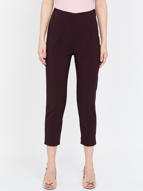 

CODE by Lifestyle Women Burgundy Regular Fit Solid Regular Trousers