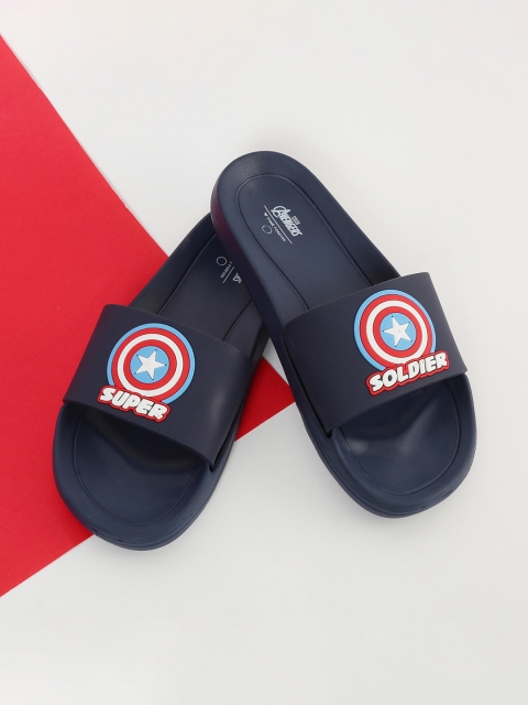

Fame Forever by Lifestyle Boys Navy Blue & Red Captain America Printed Sliders