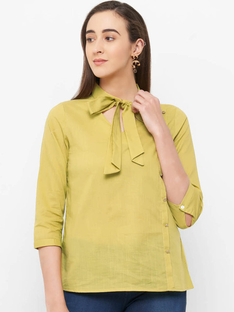 

109F Women Lime Yellow Solid Top, Lime green