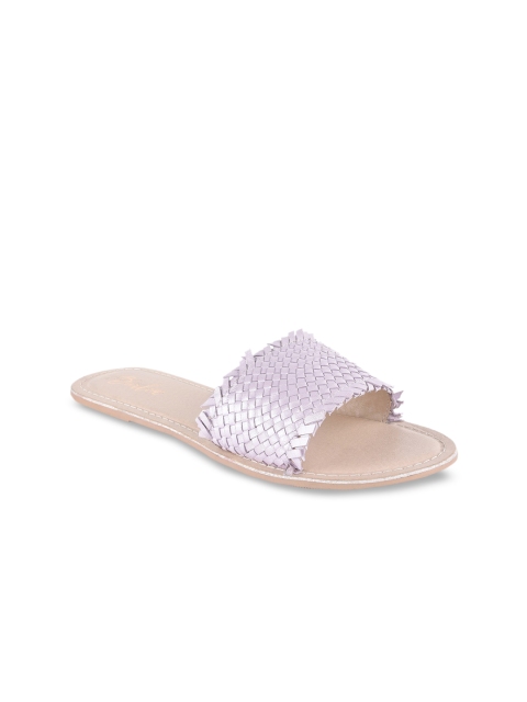 

Burloe Women Lavender Woven Design Leather Open Toe Flats