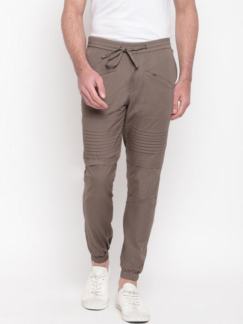 

SAPPER Men Taupe Slim Fit Solid Regular Trousers