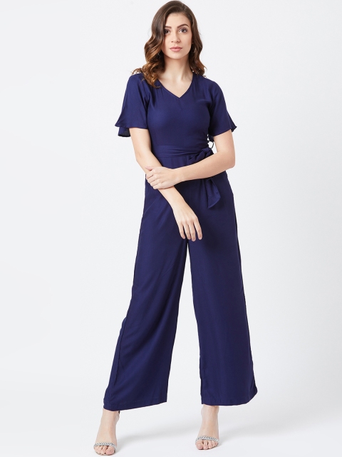 

The Dry State Women Navy Blue Solid Basic Jumpsuit