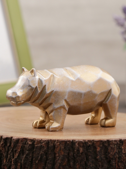 

Pure Home and Living Set Of 2 Gold-Toned Hippo Showpieces