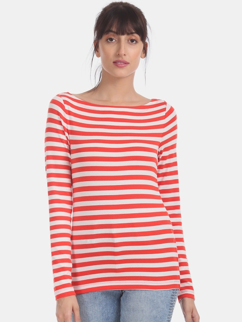 

GAP Women Red & White Striped Top