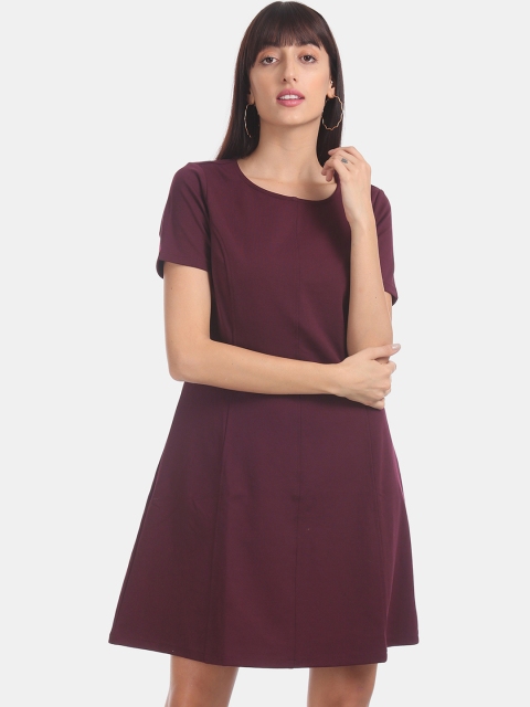 

GAP Women Burgundy Solid Fit and Flare Dress