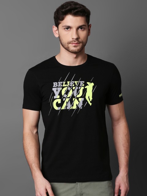 

SPYKAR Men Black Printed Round Neck T-shirt