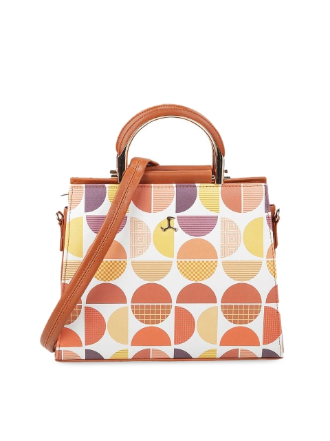 

Mochi Tan Brown & White Printed Handheld Bag