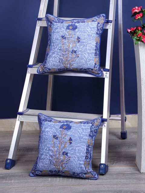 

Rajasthan Decor Blue & Brown Set of 2 Ethnic Motifs Square Cushion Covers