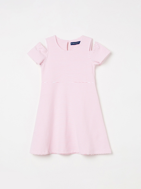 

Fame Forever by Lifestyle Girls Pink & White Striped Fit and Flare Dress