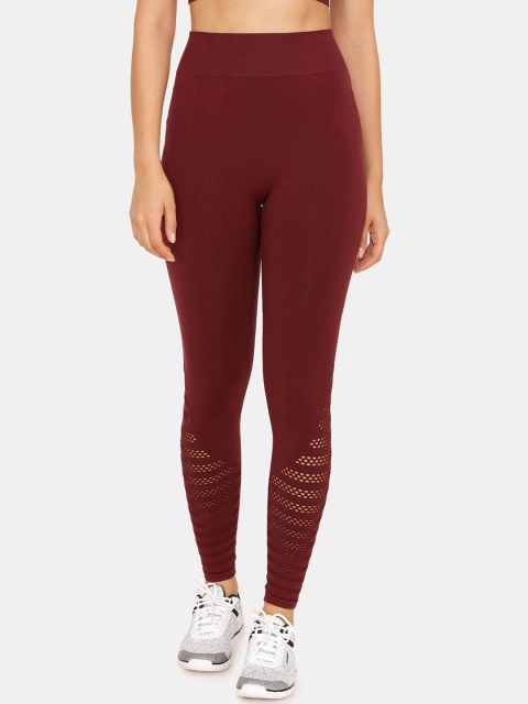 

Zelocity by Zivame Women Maroon Solid Tights