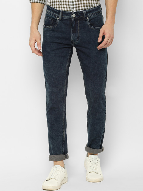 

People Men Navy Blue Regular Fit Mid-Rise Clean Look Stretchable Jeans